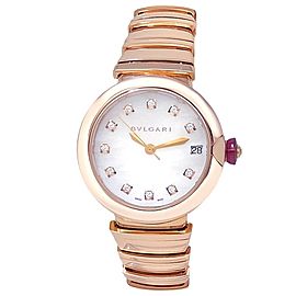 Bvlgari LVCEA 18k Rose Gold Auto Diamonds Mother of Pearl Ladies Watch