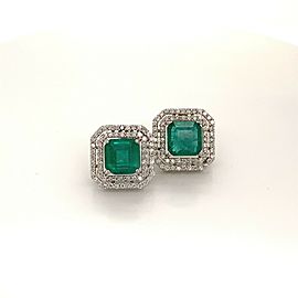 Natural Emerald Diamond Earrings 14k Gold 4.72 TCW Certified $8,950 113440