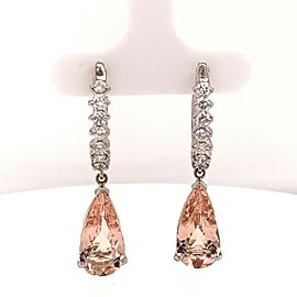 Natural Morganite Diamond Earrings 18k Gold 6.2 TCW Certified $3,950 921529