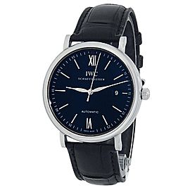 IWC Portofino Stainless Steel Black Leather Automatic Black Men's Watch