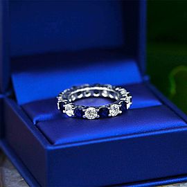 14k White Gold Diamond And Sapphire Eternity Band