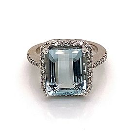 Aquamarine Diamond Ring 14k Gold Size 6.5, 6 TCW Certified $6,950 121105