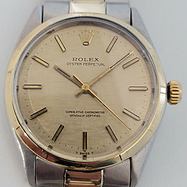 Mens Rolex Oyster Perpetual Ref 1003 34mm 14k SS Automatic 1960s Swiss RA174G