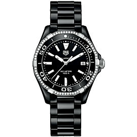 TAG HEUER AQUARACER DIAMOND BEZEL BLACK CERAMIC LADIES MINT WATCH