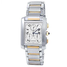 Cartier Tank Francaise Stainless Steel Yellow Gold Quartz Silver Watch