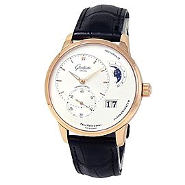 Glashutte Original PanoMaticLunar 18k Rose Gold Silver Watch