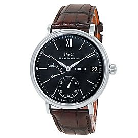 IWC Portofino Eight Days Stainless Steel Leather Manual Black Men Watch