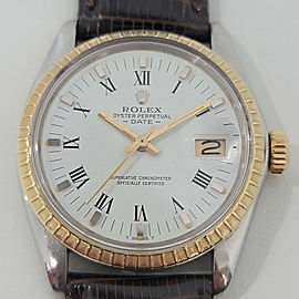 Mens Rolex Oyster Date 35mm 18k Gold SS Automatic 1970s w Papers RJC168B