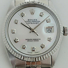 Mens Rolex Oyster Datejust 36mm 18k SS Automatic MOP Dial 1970s RA243