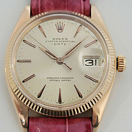 Mens Rolex Oyster Date 35mm 18k Rose Gold Automatic 1960s Swiss RJC179