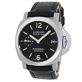 Panerai Luminor Marina Stainless Steel Leather Auto Black Men's Watch PAM01104