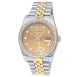 Rolex Datejust 18k Yellow Gold Steel Jubilee Auto Champagne Men's Watch