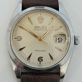 Mens Rolex Oysterdate Precision 6494 34mm Hand-Wind 1950s Swiss Vintage