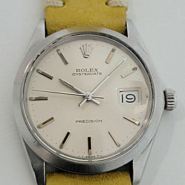 Mens Rolex Oysterdate Precision 6694 34mm Manual Wind 1960s Vintage w Box RA261Y