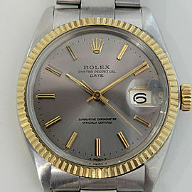 Mens Rolex Oyster Perpetual Date 1500 35mm 18k Gold ss Automatic 1960s RJC145