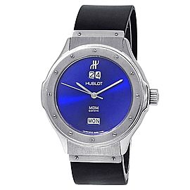 Hublot MDM Classic Stainless Steel Black Rubber Manual Blue Men's Watch 1840.1