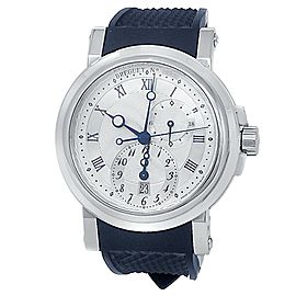 Breguet Marine Stainless Steel Blue Rubber Auto Silver Men's Watch