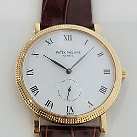 Mens Patek Philippe Calatrava 3919 34mm 18k Gold Hand-Wind 1980s Swiss RJC163