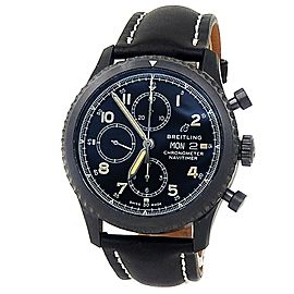 Breitling Navitimer 8 Black Stainless Steel Leather Auto Black Mens Watch