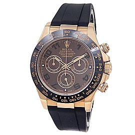 Rolex Daytona 18k Rose Gold Black Rubber Automatic Chocolate Men's Watch