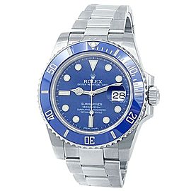 Rolex Submariner Smurf 18k White Gold Oyster Automatic Blue Men's Watch