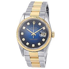 Rolex Datejust 18k Yellow Gold Stainless Steel Oyster Blue Men's Watch