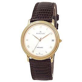 Blancpain Villeret 18k Yellow Gold Leather Automatic White Men's Watch