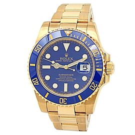 Rolex Submariner 18k Yellow Gold Oyster Automatic Blue Men's Watch