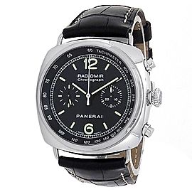 Panerai Radiomir Chronograph Stainless Steel Leather Black Men's Watch