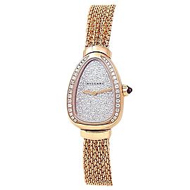 Bvlgari Serpenti 18k Rose Gold Quartz Diamonds Snow Pave Ladies Watch