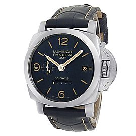 Panerai Luminor GMT 10 Days Stainless Steel Leather Blue Men's Watch