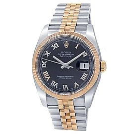 Rolex Datejust 18k Rose Gold Stainless Steel Jubilee Black Men's Watch