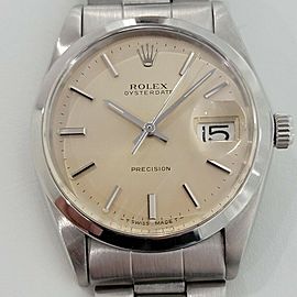 Mens Rolex Oysterdate Precision Ref 6694 34mm Hand Wind 1970s Vintage