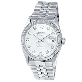 Rolex Datejust Stainless Steel Jubilee Auto Diamonds Silver Men's Watch