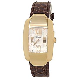 Chopard La Strada 18k Yellow Gold Leather Quartz Silver Ladies Watch