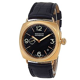 Panerai Radiomir 18k Yellow Gold Black Leather Auto Black Men's Watch