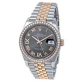 Rolex Datejust 18k Rose Gold Stainless Steel Jubilee Rhodium Watch