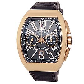 Franck Muller Vanguard 18k Rose Gold Leather Auto Grey Men's Watch V 45 CC DT