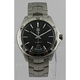 TAG HEUER LINK AUTOMATIC DAY DATE MEN'S BLACK STEEL LUXURY WATCH