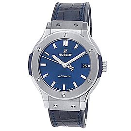 Hublot Classic Fusion Titanium Leather Rubber Blue Men's Watch 565.NX.7170.LR