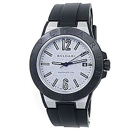 Bvlgari Diagono Magnesium Black Rubber Automatic Silver Men's Watch