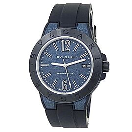 Bvlgari Diagono Magnesium Black Rubber Automatic Blue Men's Watch