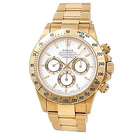 Rolex Daytona 18k Yellow Gold Oyster Automatic White Men's Watch