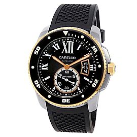 Cartier Calibre de Cartier Diver 18k Rose Gold Steel Black Men's Watch