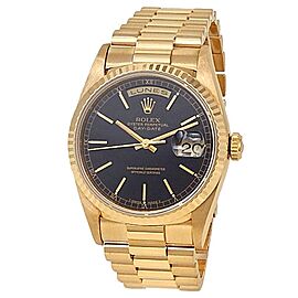 Rolex Day-Date 18k Yellow Gold President Automatic Black Men's Watch