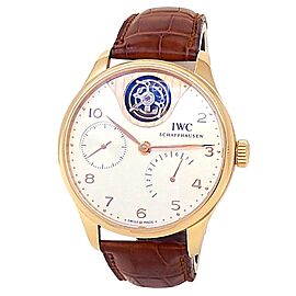 IWC Portuguese Tourbillon Mystere 18k Rose Gold Auto Silver Men's Watch