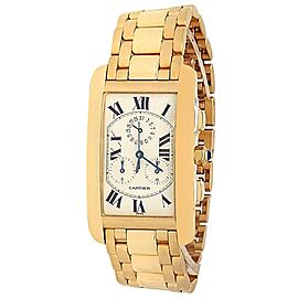 Cartier Tank Americaine 18k Yellow Gold Quartz Silver Men's Watch