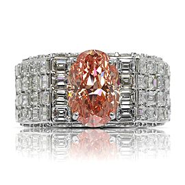 20 CARAT MEN’S PINK DIAMOND CHANDELIER RING 14K WHITE GOLD FANCY VIVID ORANGY PINK 4 CT OVAL CUT VS2 CLARITY GIA CERTIFIED BY MIKE NEKTA