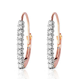 14K Solid Rose Gold Leverback Earrings withNatural Diamonds