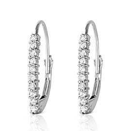 0.3 CTW 14K Solid White Gold Leverback Earrings Natural Diamond